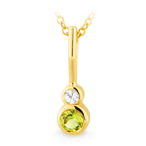 0.28ct Peridot & 0.08ct White Sapphire Pendant in 9ct Yellow Gold