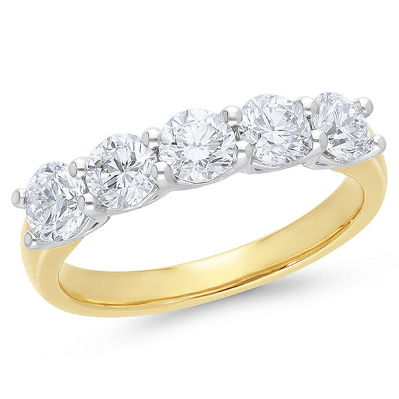 1.5ct Round Brilliant Cut Lab Grown Diamond Ring in 9ct White & Yellow Gold