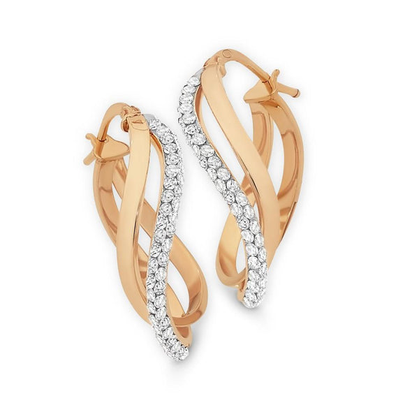 9Ct Rose Gold Silver Filled Hoop Earrings