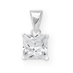 Sterling Silver Princess Cut Cubic Zirconia Set Pendant