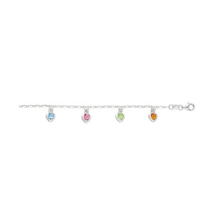 Sterling Silver Anklet With Crystals