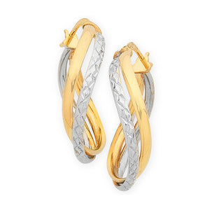 9Ct Two Tone Gold Silver Filled Hoop Earrings