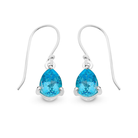 Sterling Silver Blue Topaz Drop Earrings