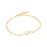 Ania Haie Gold Pearl Sparkle Chunky Chain Bracelet