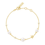 Ania Haie Gold Pearl and Star Station Bracelet