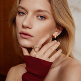 Gold Sparkling Moon and Star Adjustable Ring