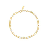 Ania Haie Gold Bezel Station Paper Clip Chain Bracelet