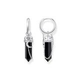 THOMAS SABO Hoop Earrings with Onyx in Hexagon-Shape and Small Chain