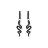 THOMAS SABO Single Snake hoop earring with black zirconia
