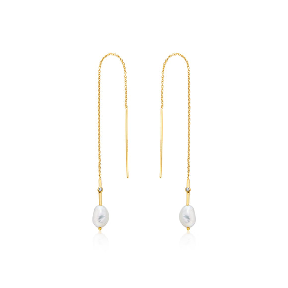 Ania Haie Pearl Threader Earrings Gold