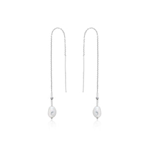Ania Haie Pearl Threader Earrings Silver