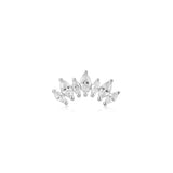 Silver Sparkle Marquise Climber Barbell Single Earring