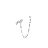 Silver Celestial Drop Chain Barbell Single Earring