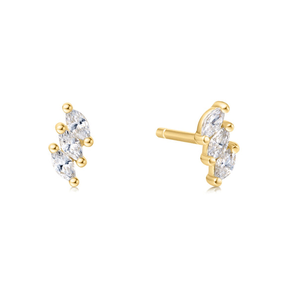 Ania Haie Gold Triple Marquise Stud Earrings