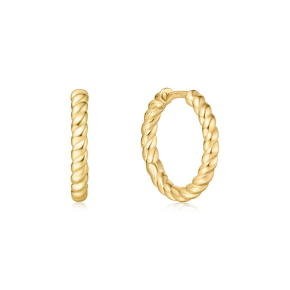 Ania Haie Gold Texture Medium Huggie Hoop Earrings