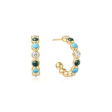 Ania Haie Gold Malachite and Turquoise Large Hoops