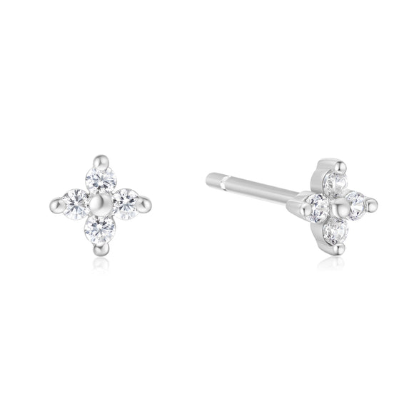 Ania Haie Silver Four-Petal Stud Earrings