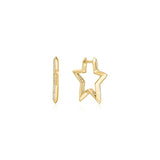 Ania Haie Gold Medium Star Pave Hoop Earrings
