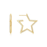 Ania Haie Gold Large Star-Shaped Pave Hoop Earrings