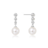 Ania Haie Silver Tennis Beaded Stone Pearl Drop Stud Earrings