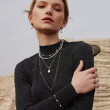 Ania Haie Silver Linked Shell Pearl Drop Pendant Necklace