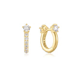 Gold Sparkling Pave Huggie Hoop Earrings