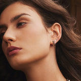 Silver Sparkling Pave Huggie Hoop Earrings