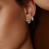 Silver Celestial Chunky Huggie Hoop Earrings