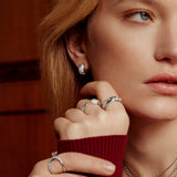 Silver Celestial Chunky Huggie Hoop Earrings