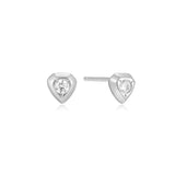 Ania Haie Silver Sparkling Shield Stud Earrings