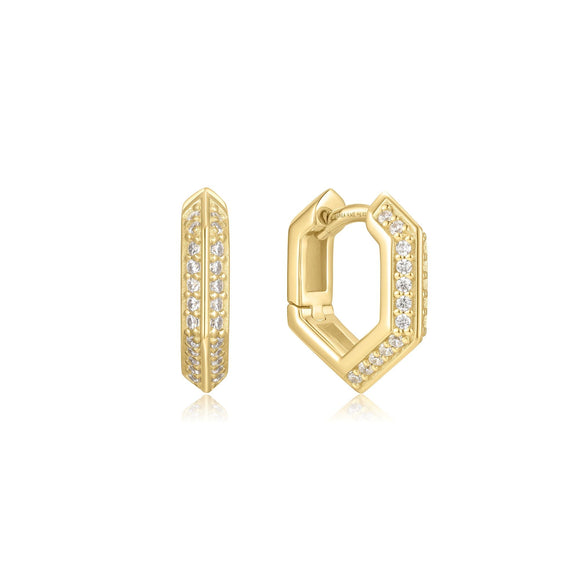 Ania Haie Gold Sparkling Shield Huggie Hoop Earrings