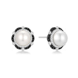 Two-Tone Shell Pearl Bloom Stud Earrings