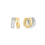 Two-Tone Sparkling Duet Mixed Huggie Hoop Earrings