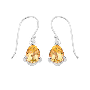 Sterling Silver Earrings Set With Citrine