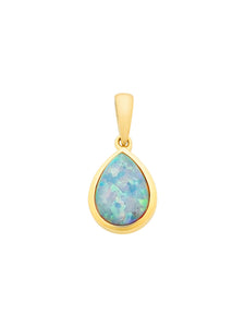 9ct Gold Created Opal Pendant