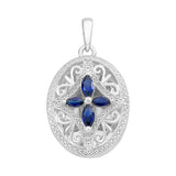Sterling Silver Created Sapphire & Cubic Zirconia Locket