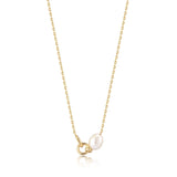 Ania Haie Gold Pearl Link Chain Necklace