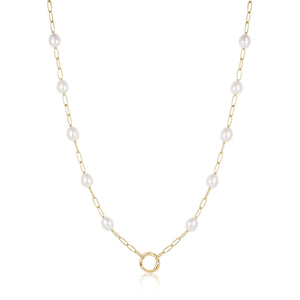 Ania Haie Gold Pearl Chain Charm Connector Necklace