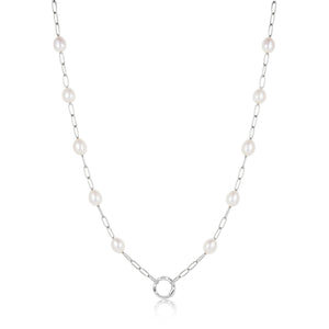Ania Haie Silver Pearl Chain Charm Connector Necklace