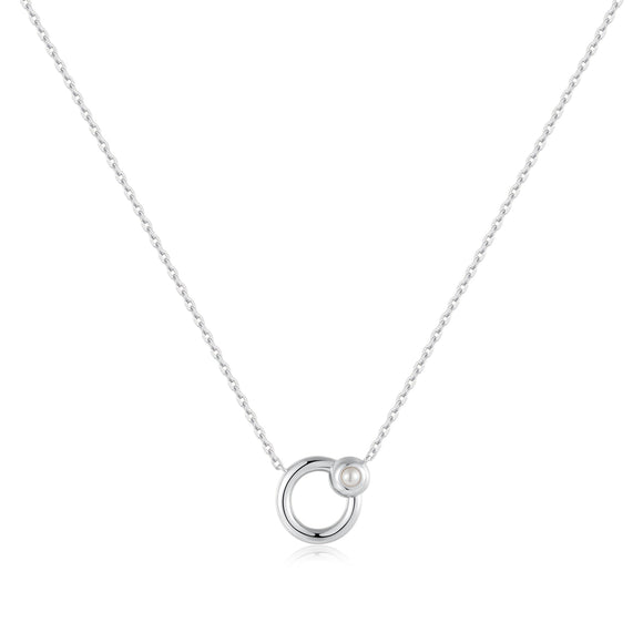 Ania Haie Silver Hoop Freshwater Pearl Necklace