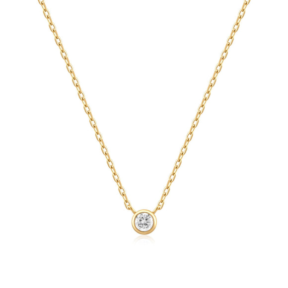 Ania Haie Gold Round Solitaire Cubic Zirconia Necklace