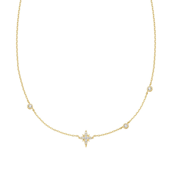 Ania Haie Gold Eight-Pointed Star Cubic Zirconia Station Necklace