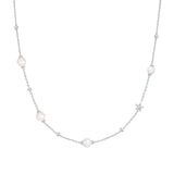 Ania Haie Silver Pearl and Star Station Necklace