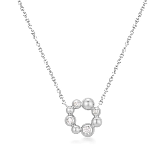 Silver Asymmetric Beaded Circle Necklace