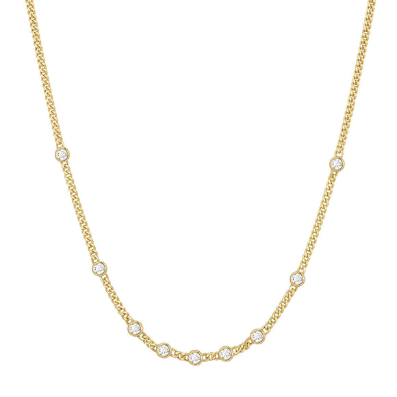 Gold Multi Station Round Stone Chain Necklace