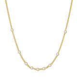 Gold Multi Station Round Stone Chain Necklace