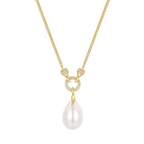 Ania Haie Gold Linked Shell Pearl Drop Pendant Necklace