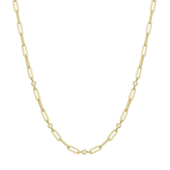 Ania Haie Gold Bezel Station Paper Clip Chain Necklace