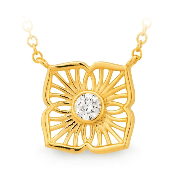 0.13ct Diamond Bezel Set Necklet in 9ct Yellow Gold