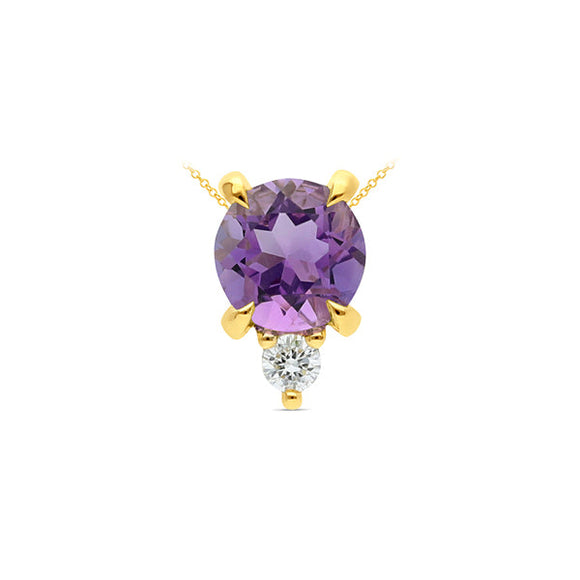 0.47ct Amethyst & Diamond Pendant in 9ct Yellow Gold